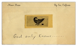 Playful Hunter S. Thompson 1961 Postcard From Big Sur Proclaiming, ''God only Knows......''
